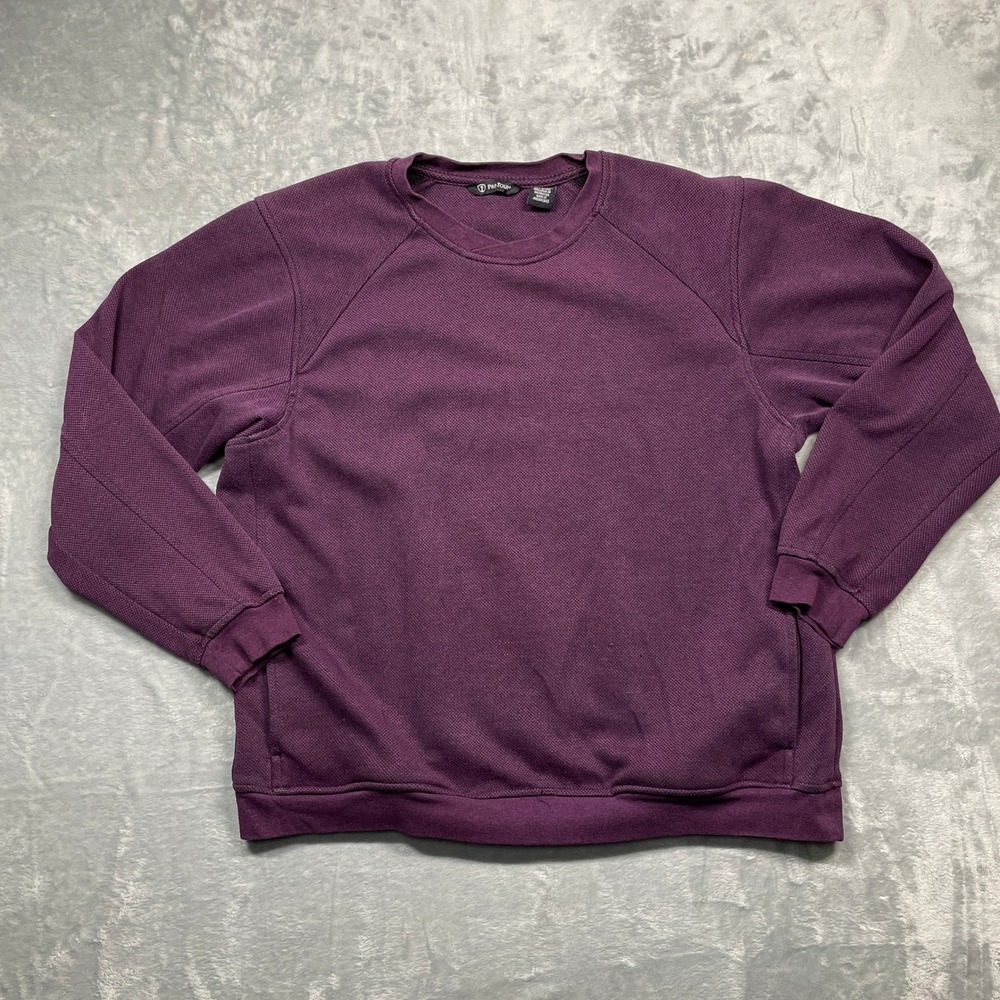 Pro Tour Sweatshirt Mens Medium Purple Waffle‎ Knit Raglan Pullover Pockets